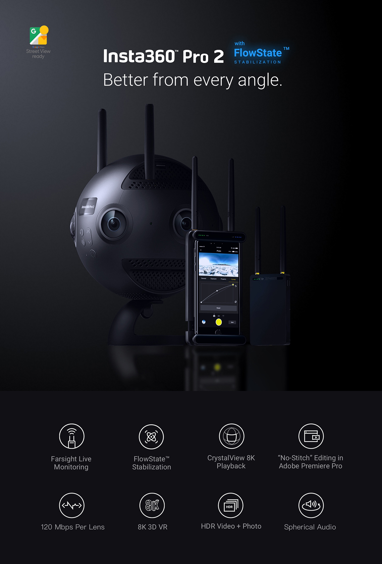 Insta360 Pro II Spherical VR 360 8K Camera