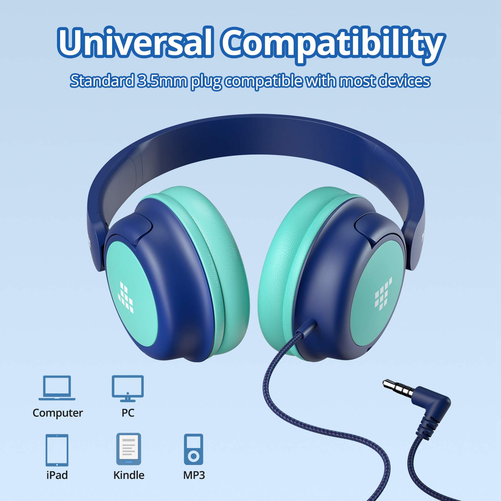 Tronsmart Kids Headphones Lightweight Foldable On-Ear Wired Headphones