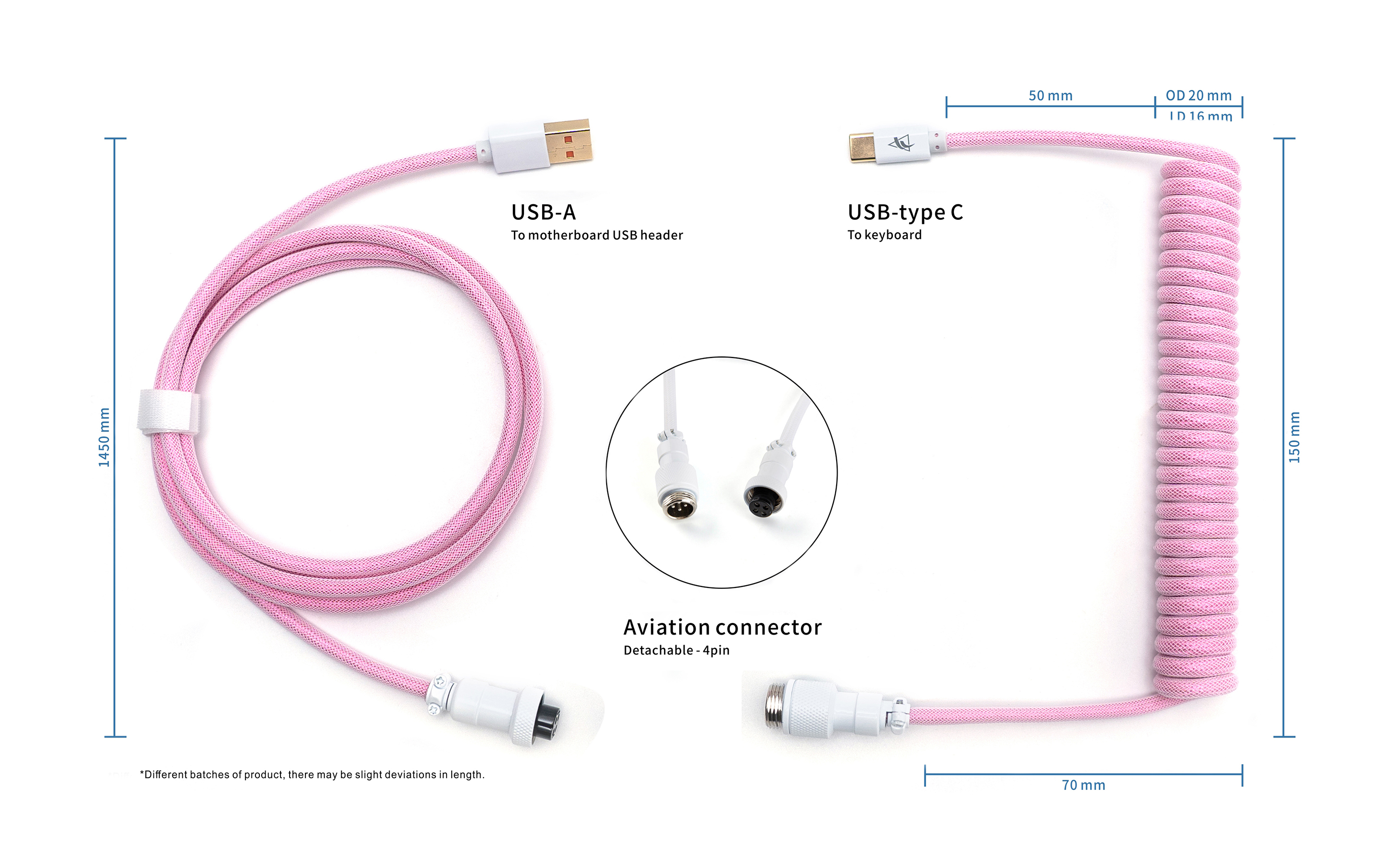 FormulaMod Custom Coiled Keyboard Cable for TypeC Mechanical Keyboard