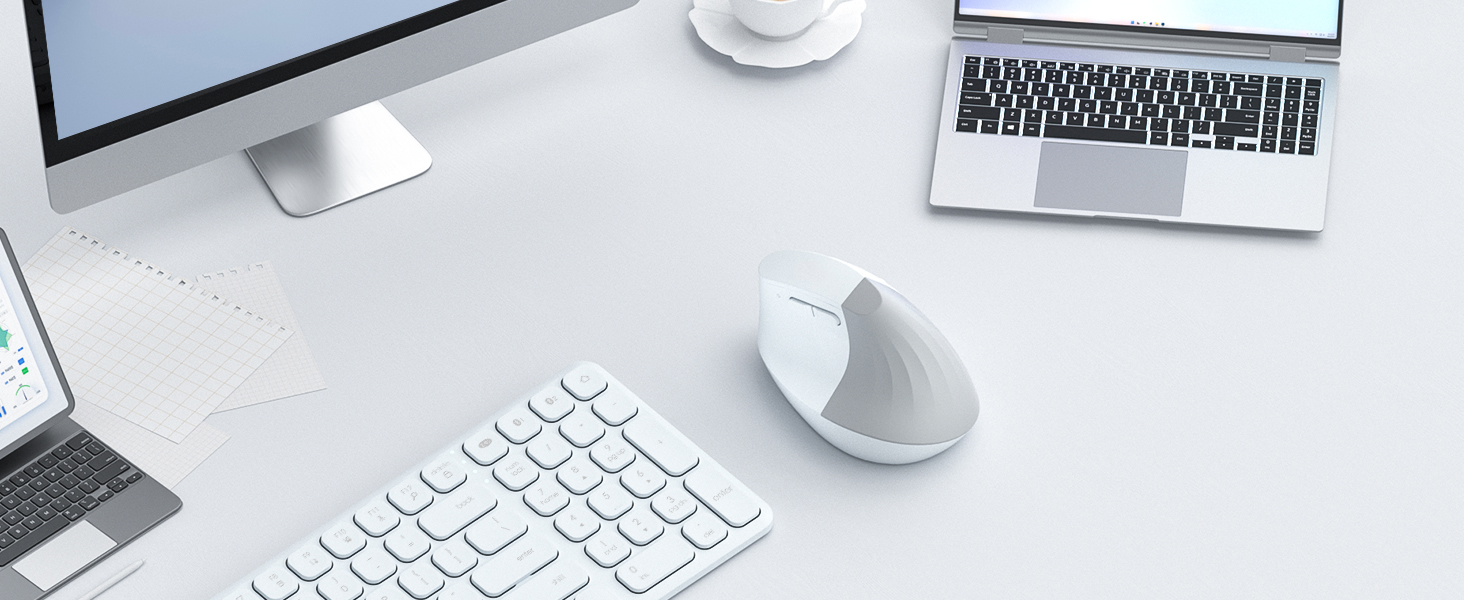 Wireless Mouse Ergonomic Vertical Mouse, Ergo Design, Bluetooth Cordless Mouse, Silent Click Mice