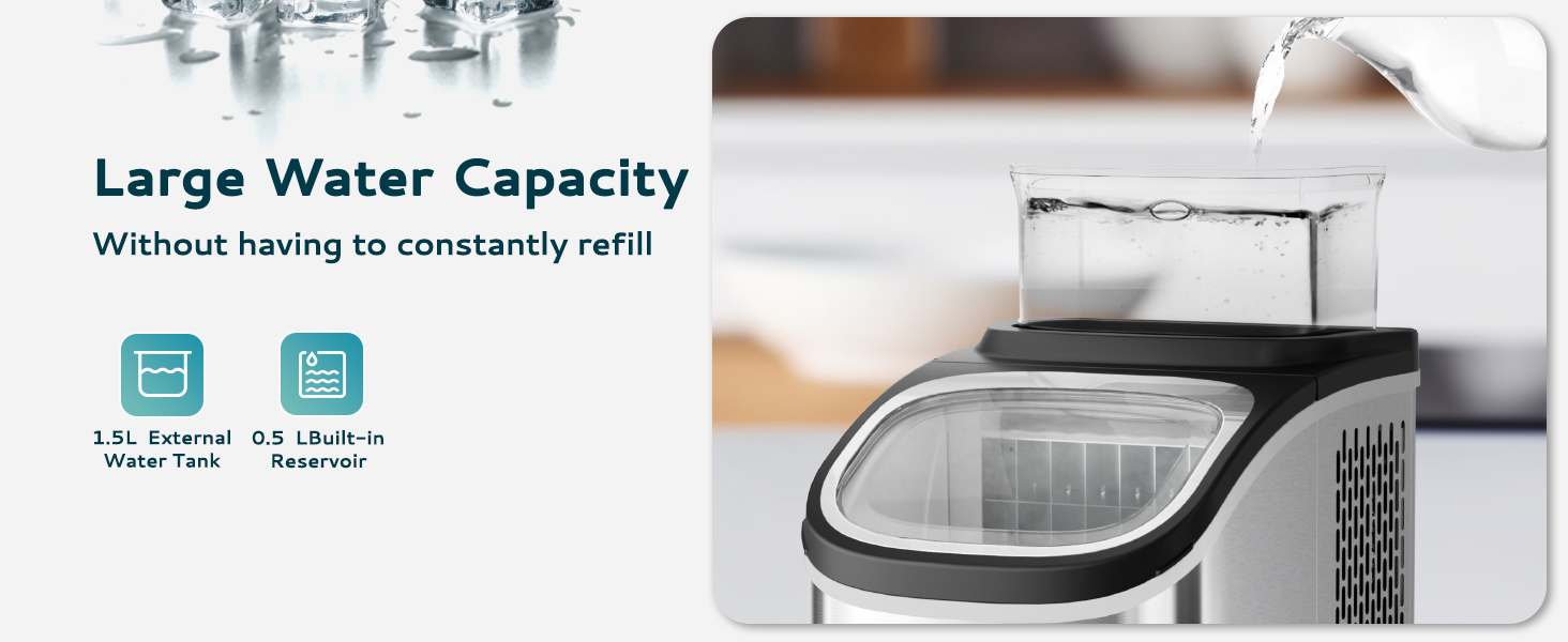 Euhomy IM005CSI Silver Countertop Portable Cube Ice Maker