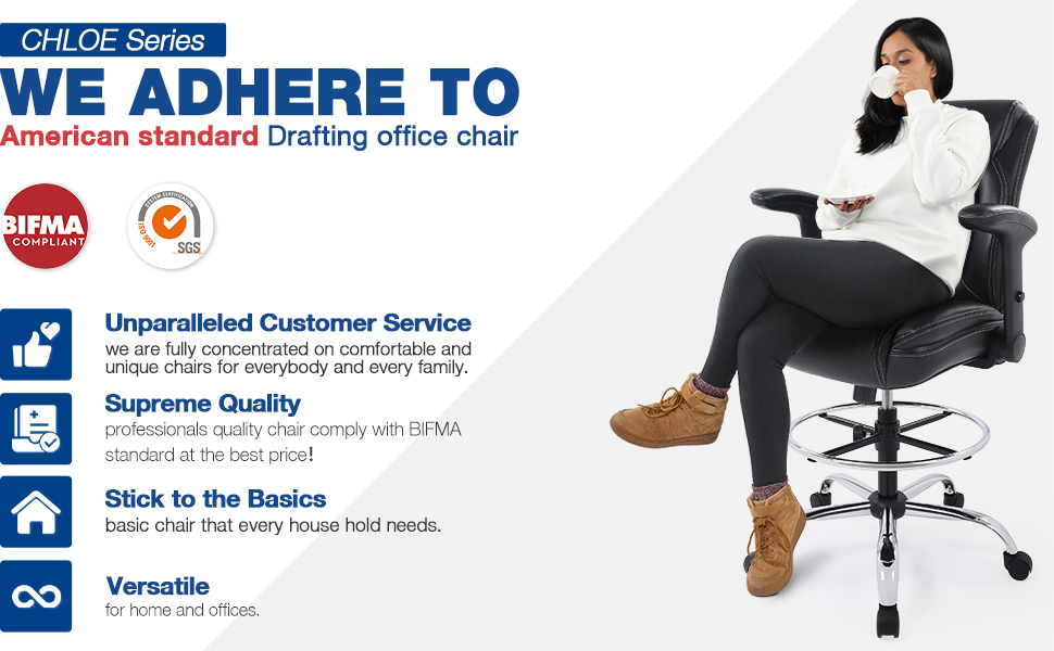 Model Drink Coffee - Drafting Chair - Office Chair - Drafting Stool