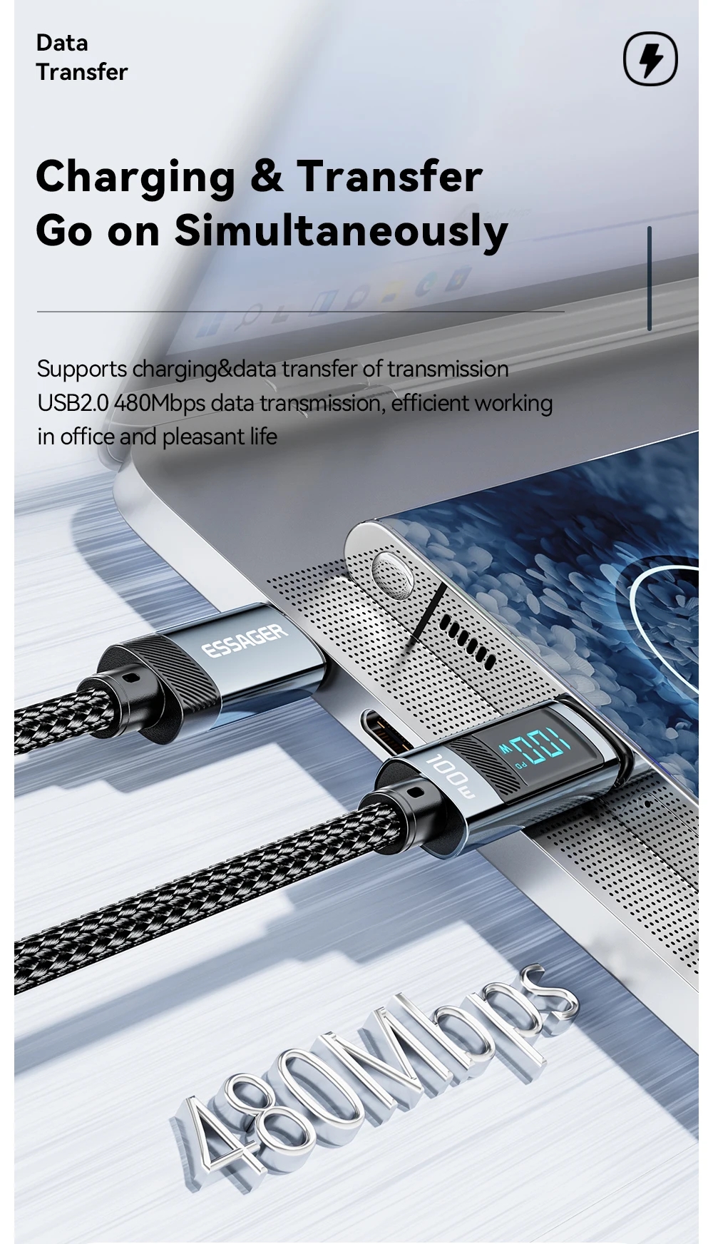 USB C Cable with LED Display