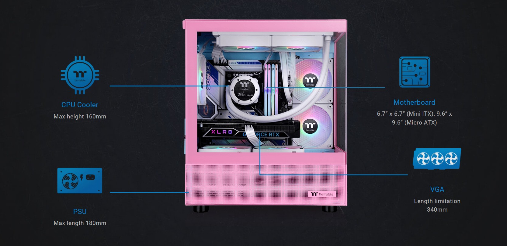 Thermaltake View 170 TG ARGB m-ATX Chassis