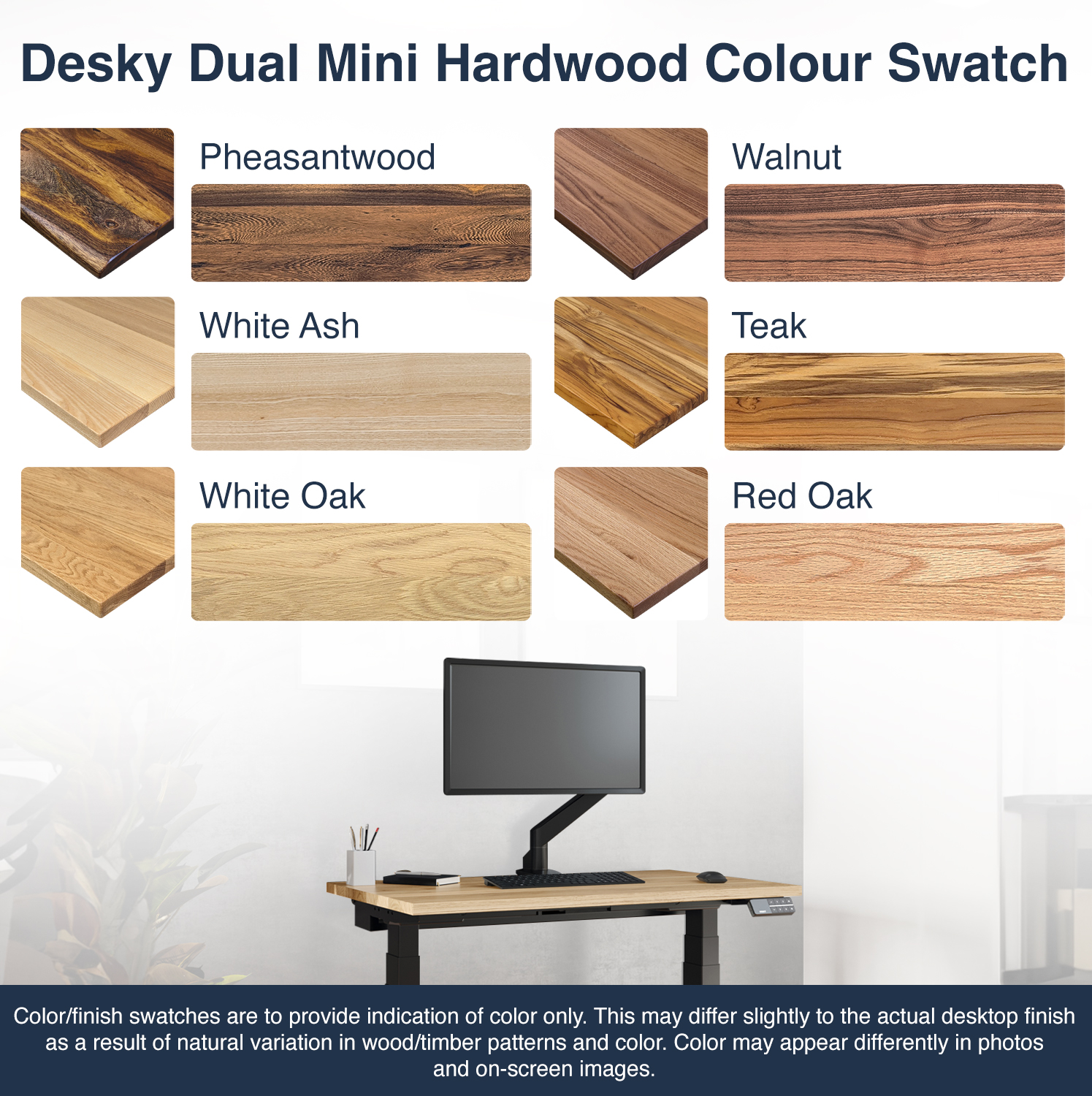 mini standing desk, small sit stand desk, hardwood standing desk, compact desk, height adjustable