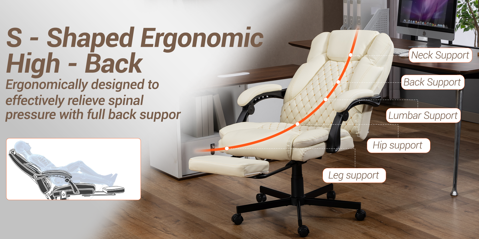 S - Shaped Ergonomic High - Back