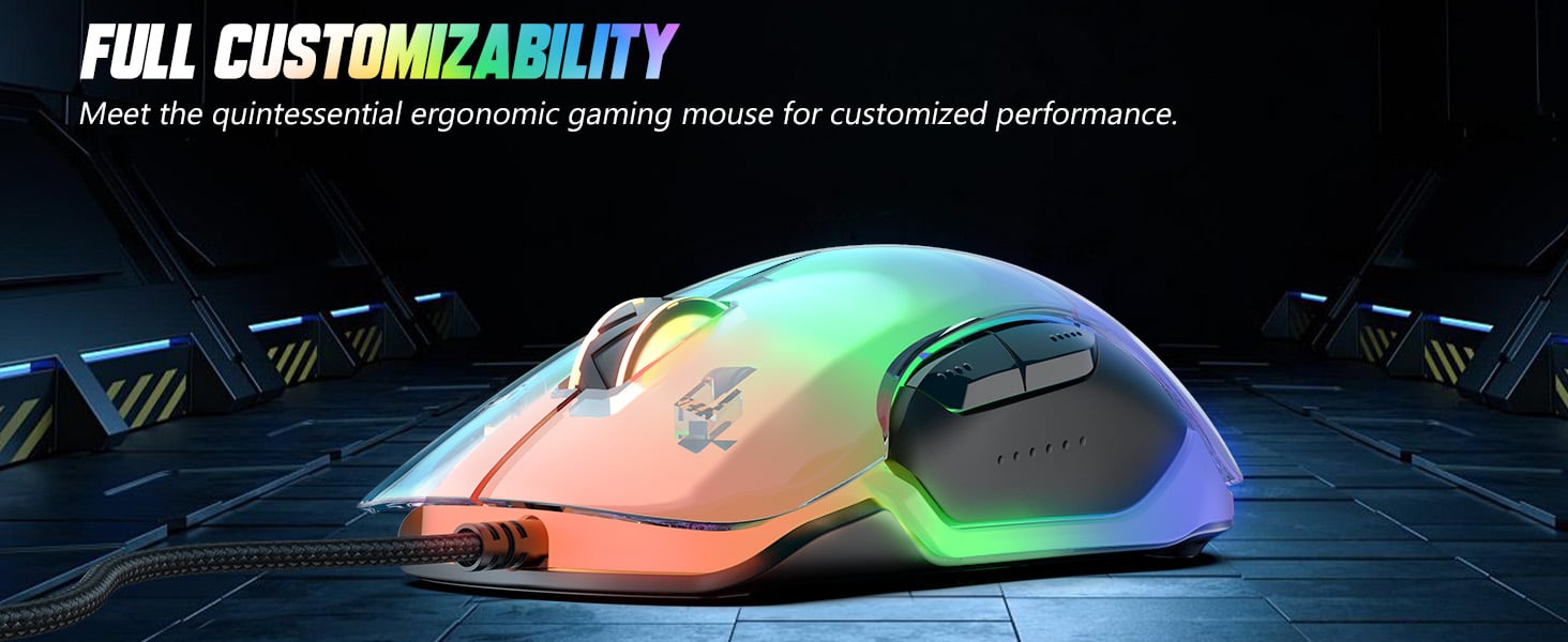 Gaming Mouse, Wired Gaming Mouse 12,800 DPI Sensor, 8 Buttons Programmable Computer Gaming Mice