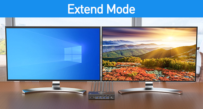 Extend Mode Display In extended mode, the two monitors will display different images, and the workin