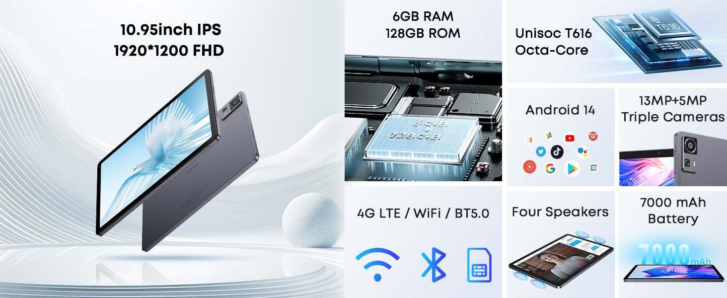 CHUWI 10.95inch Hipad 11Android 14 10GB+128GB