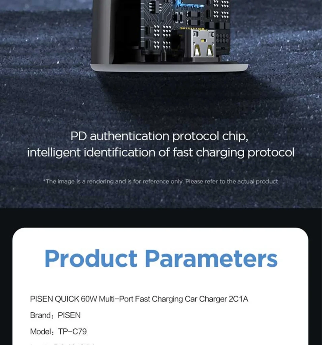 PISEN TP-C79 60W Multi-port Fast Charging Car Charger