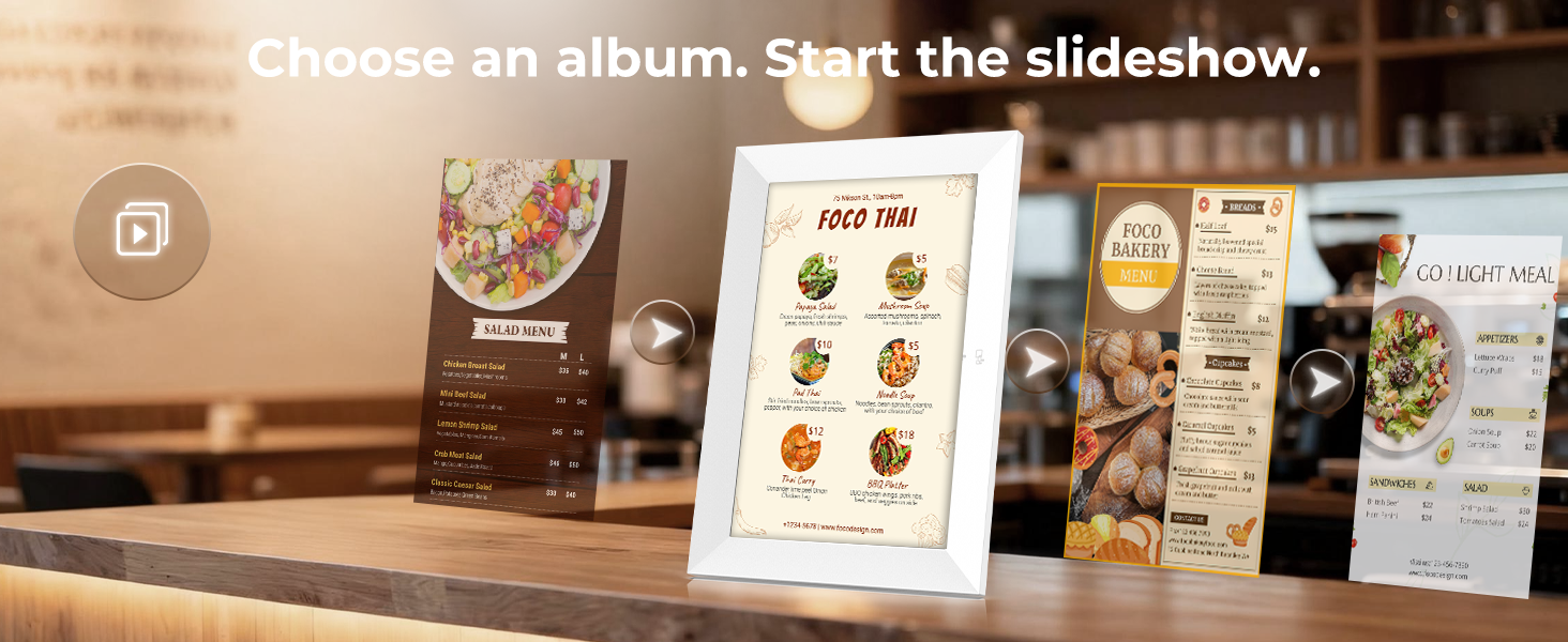 Choose an album. Start the slideshow.