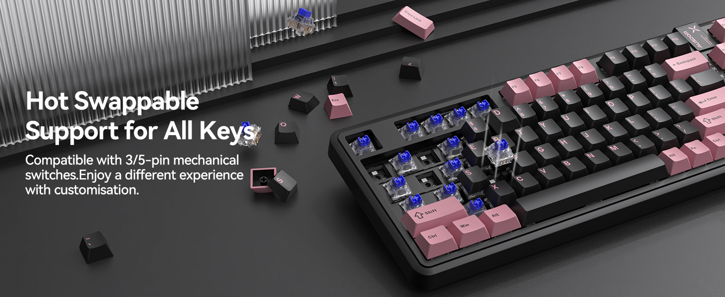 AUSDOM 98Pro Silent Wireless Mechanical Keyboard.Pre-lubed Tactile Switches(Green &White-slient)