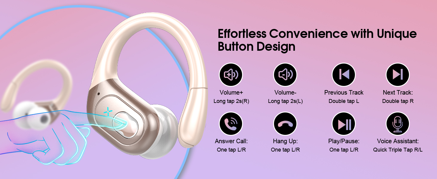 Wireless Earbuds 75hrs Bluetooth 5.4 Headphone Sport, Bluetooth Earbuds Stereo Deep Bass Over Ear Bu