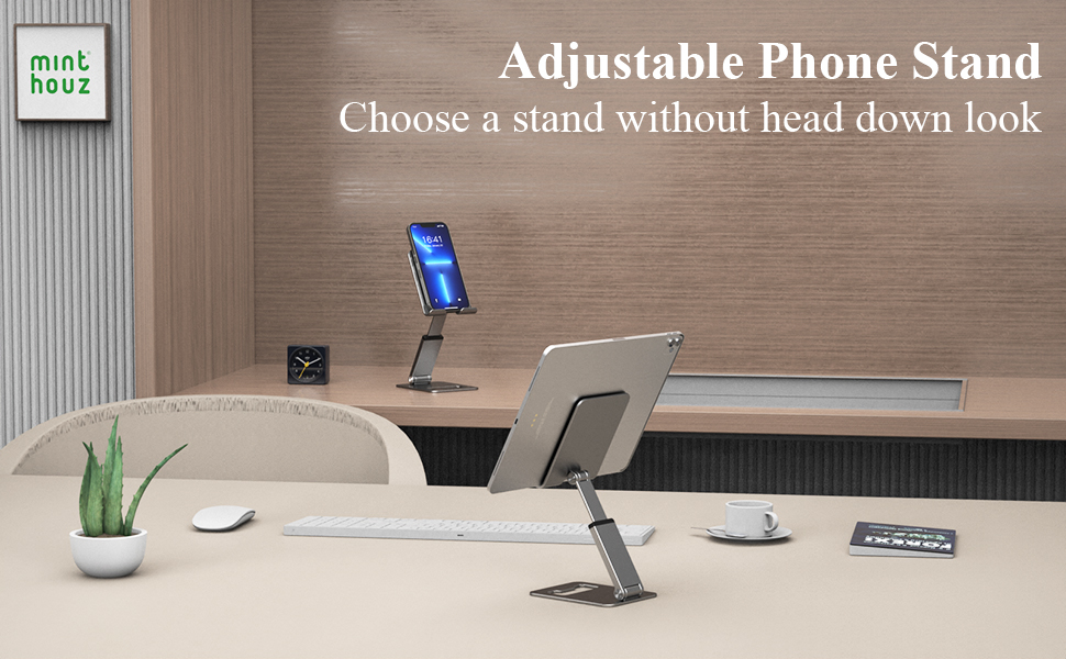 Minthouz Extendable Cell Phone Stand, Aluminium Phone Holder for