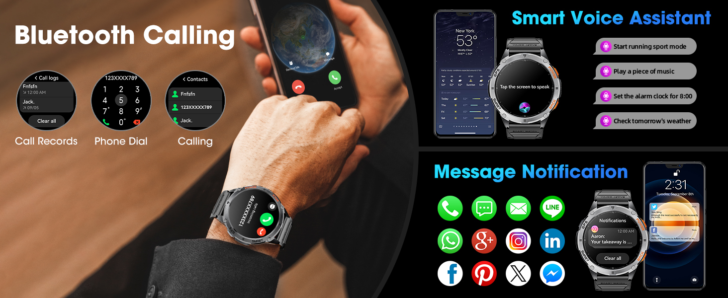 Hitoor GPS Smart Watch for Men, 1.43''AMOLED Smartwatch with Answer/Make Call, 170 Sports Modes, Com