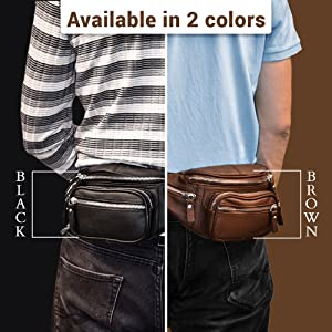 Nabob Leather Fanny Pack Waist Bag Multifunction Genuine Leather Hip Bum Bag Travel Pouch for