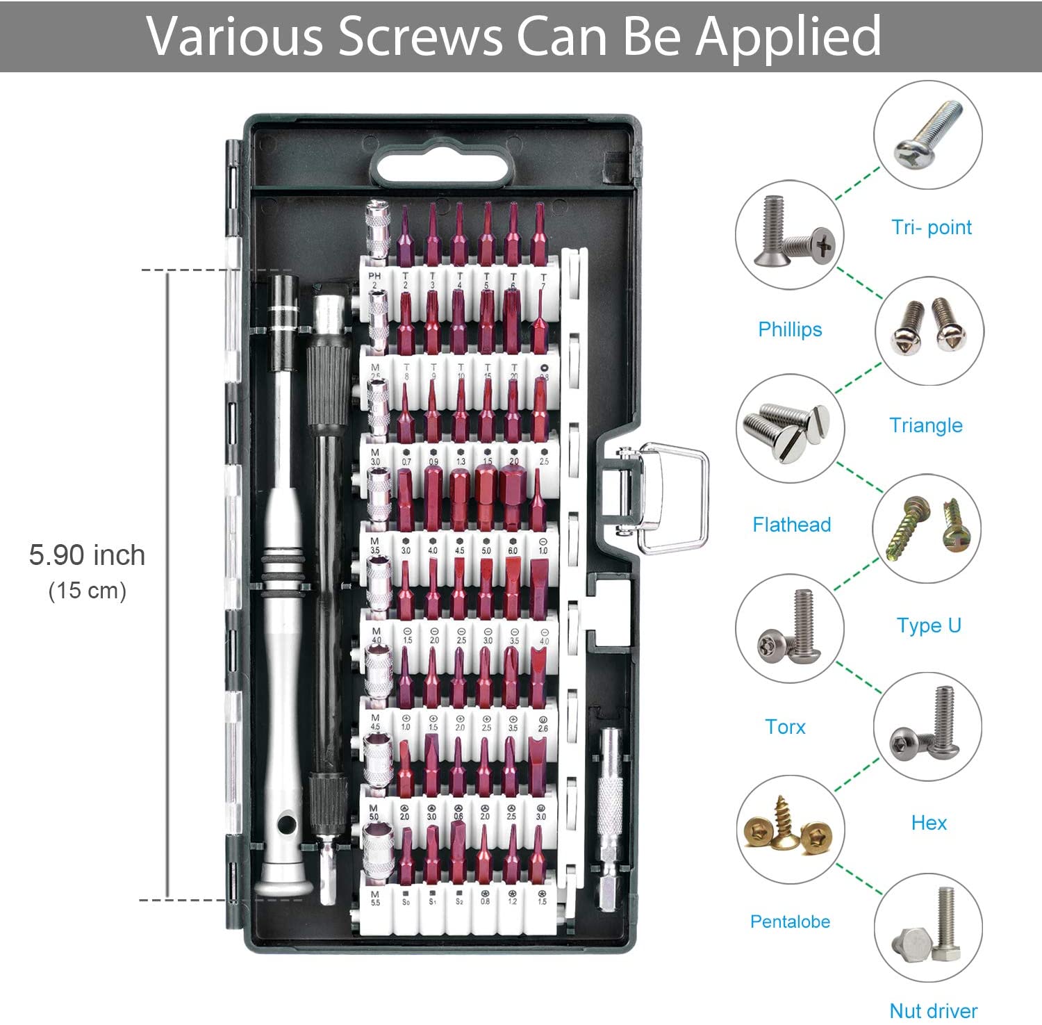 60 In 1 Precision Magnetic Screwdriver Set Torx Phillips Repair Electronics Bits 