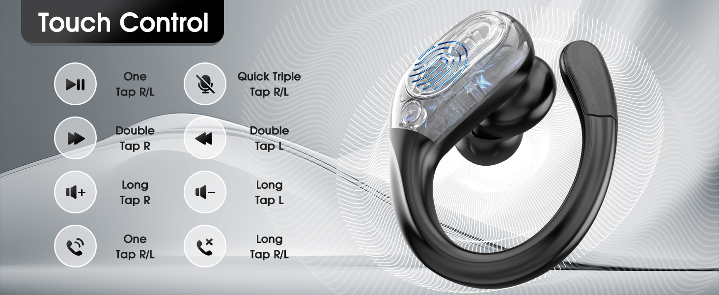 Wireless Earbuds, Sports Bluetooth Headphones, Running Headphones 75Hrs Playtime Ear Buds with LED P