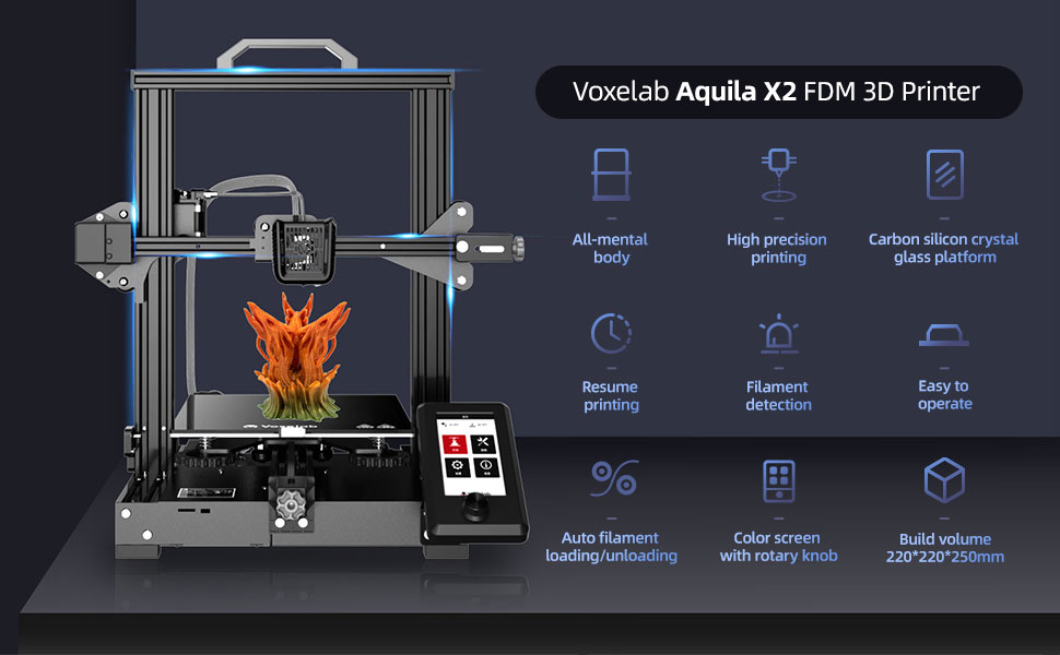 Voxelab Aquila X2 Upgrade 3D Printer Integrated Structure Design with