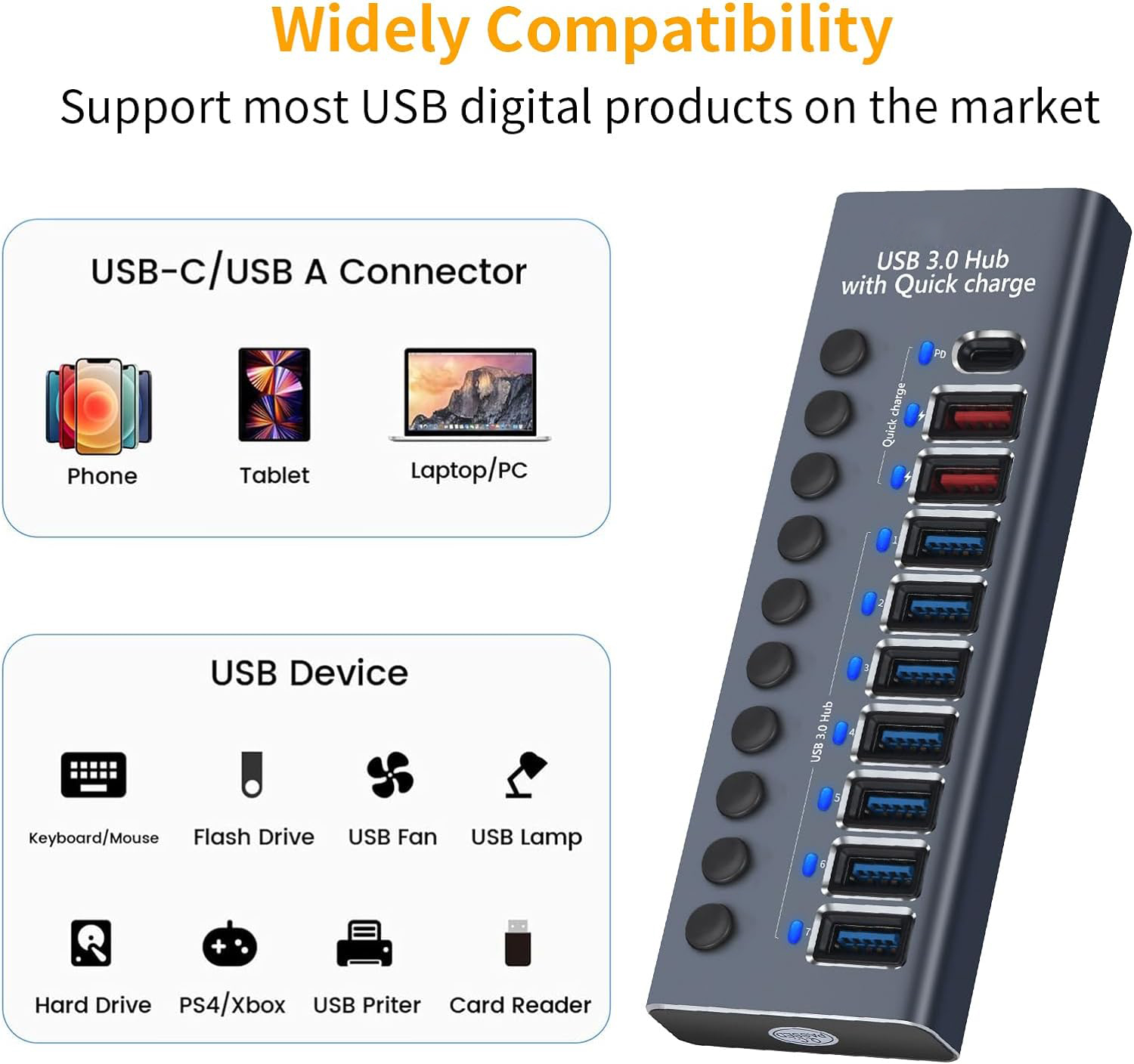 10-Port USB 3.0 Hub