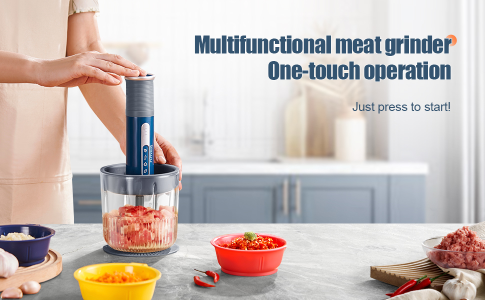 One-button operation, multi-functional meat grinder