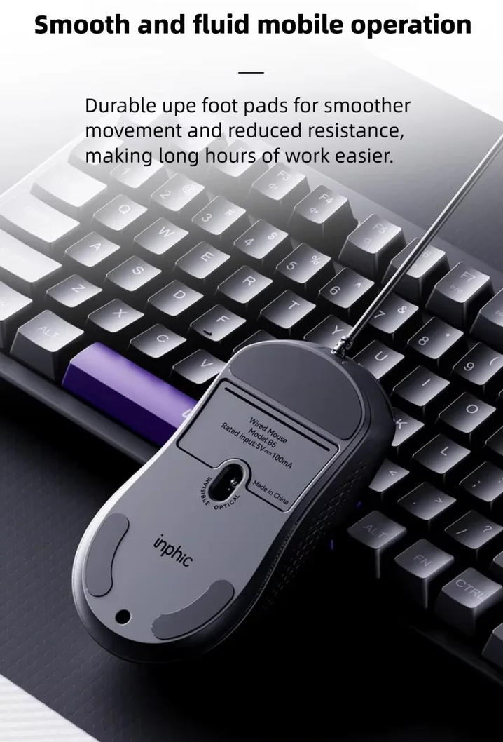 Wired USB Mouse, Ergonomic Wired Mouse, 4 Buttons 3Level DPI Adjustable [up to 2000 dpi] Computer Op