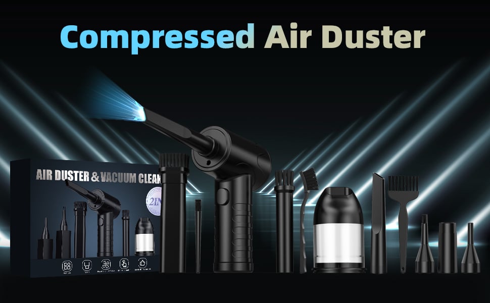 Compressed Air Duster, CORN 100000RPM Electric Air Duster & Vacuum