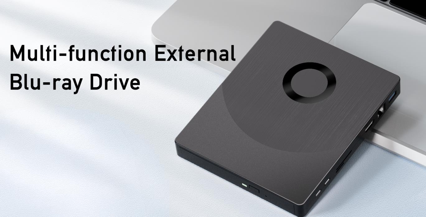 8 in 1 External Bluray/DVD Drive for Laptop PC, External CD/DVD Drive Support 100G Disc 3D