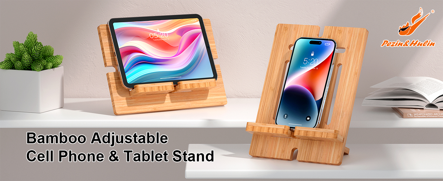 Adjustable Bamboo Phone & Tablet Stand