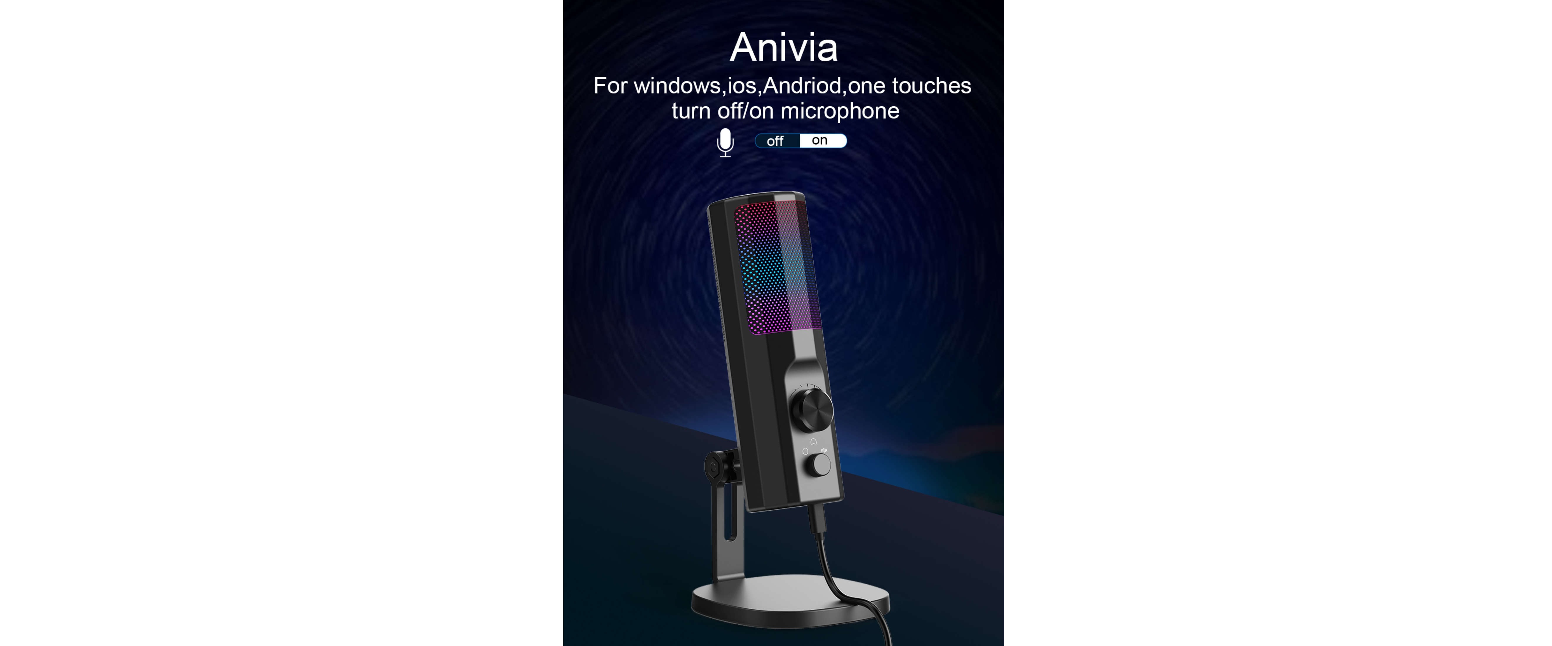 Anivia Gaming Mic, Tap to Mute, Multi-system Compatible