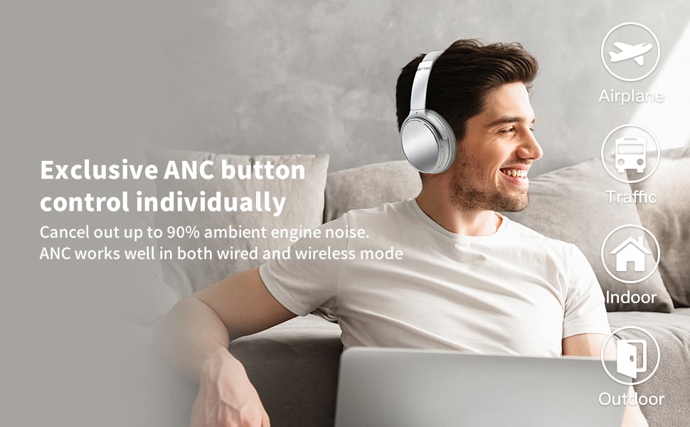 NiceComfort 25Pro - Lightweight ANC Headphones Bluetooth 5.3 – Srhythm