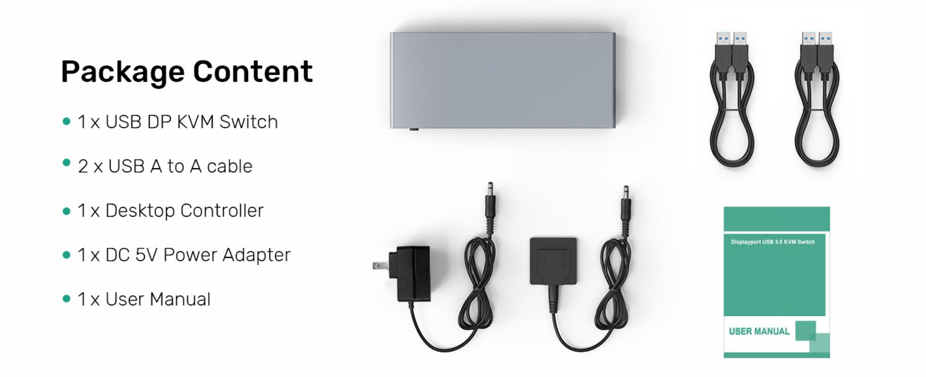 Displayport KVM Switch 2 Computers 1 Monitor, 8K@60Hz 4K@144Hz USB 3.0 DP KVM Switches for 2 Compute