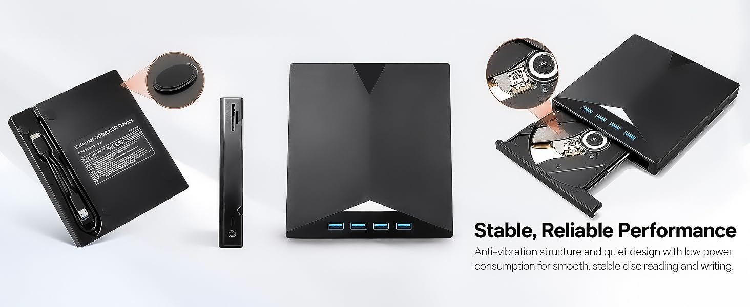 External CD/DVD Drive USB 3.0 & Type-C Burner