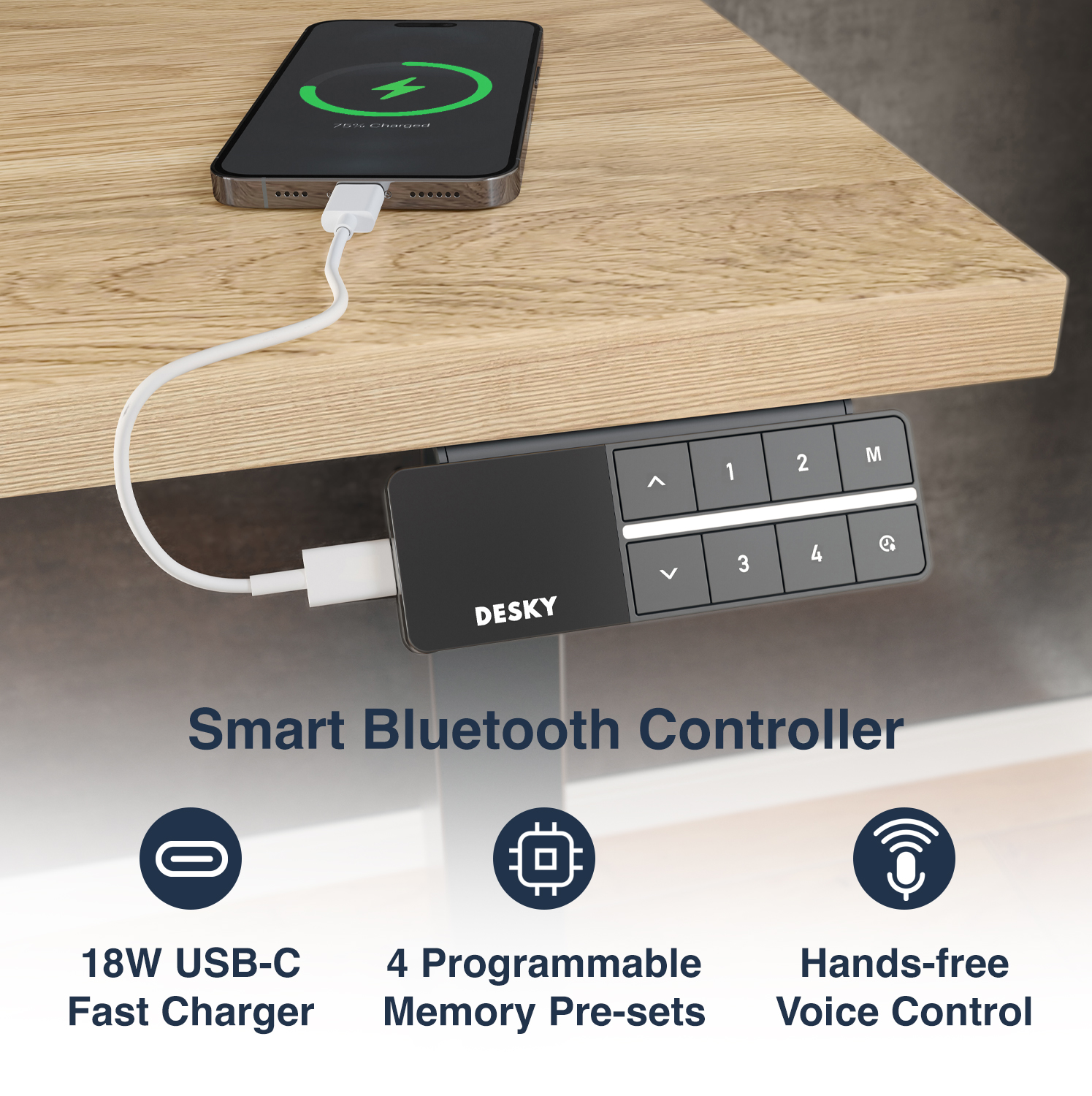 mini standing desk, small sit stand desk, hardwood standing desk, compact desk, height adjustable