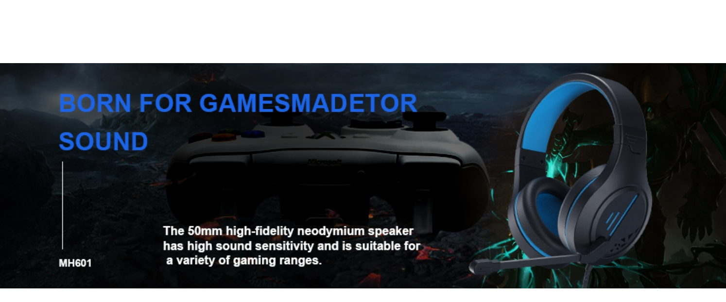 Anivia MH601 gaming headset, 50mm speaker, stereo game sound, multi-platform compatible