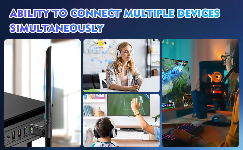 AUTYUE Bluetooth Dongle for PC, 2 in 1 USB WiFi Adapter & Bluetooth 5.3 Adapter, 900Mbps