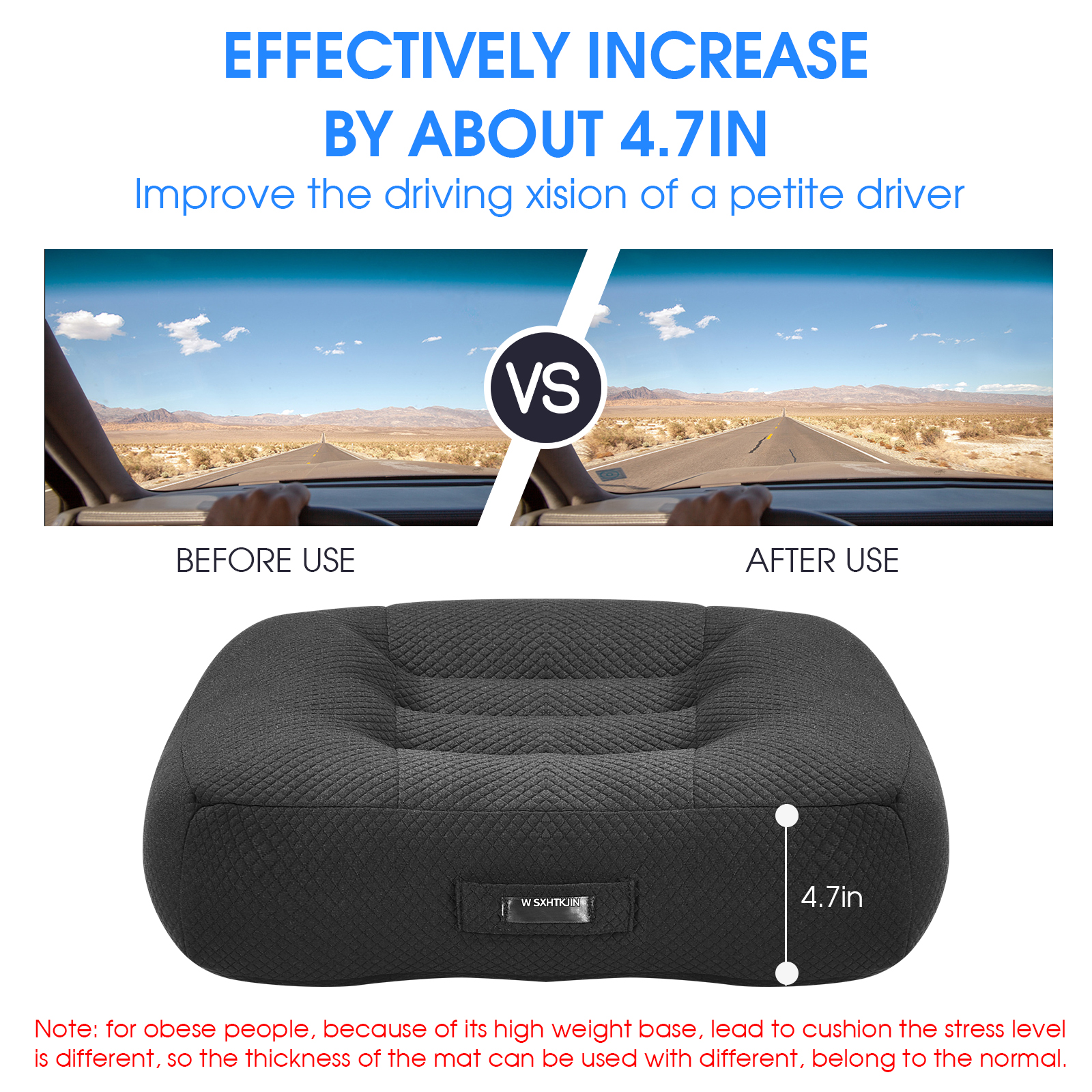 Adult Car Driving Booster Seat Cushion Heightening Height Boost Mat  Portable
