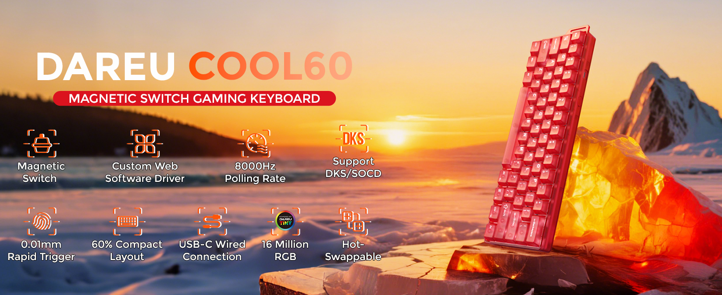DAREU COOL60 60% Hall Effect Gaming Keyboard