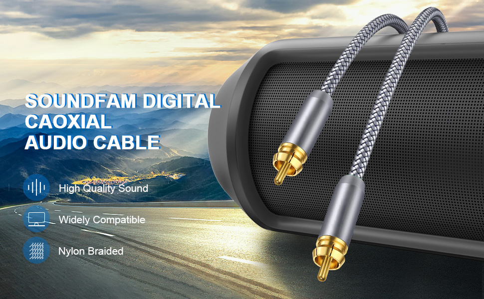 FEMORO Subwoofer Cable 10 ft, Digital Coaxial Audio Cable Subwoofer Wire  SPDIF Single RCA Cables Male to Male Dual Shielded for SVS Sub woofer  Hi-Fis