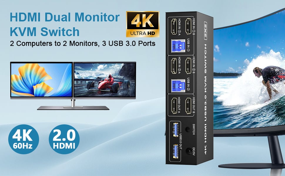 kvm switch 2 monitors 2 computers KVM Switch 2 monitors 2 computers allows two computers share dual