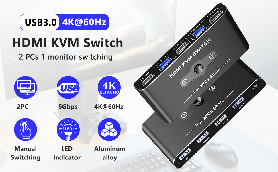 KVM Switch for 2 PCs