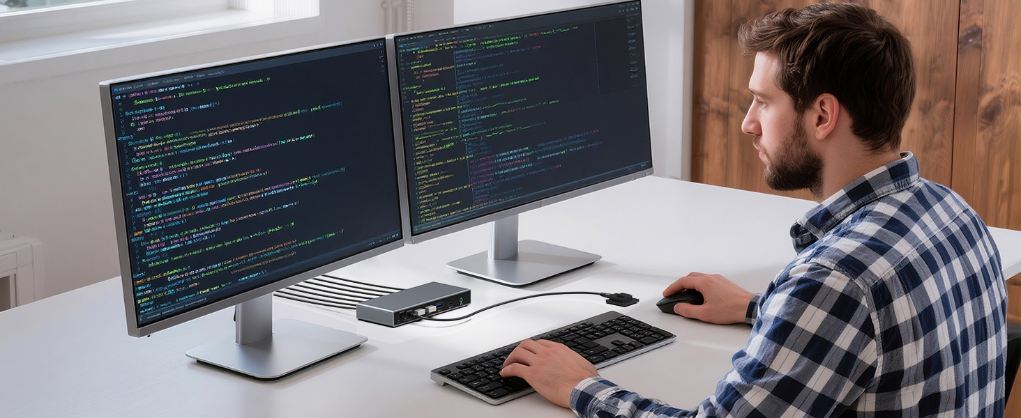 Displayport KVM Switch 2 Monitors 2 Computers 4K@60Hz,2 in 2 Out DP KVM Switcher with 4 USB 3.0