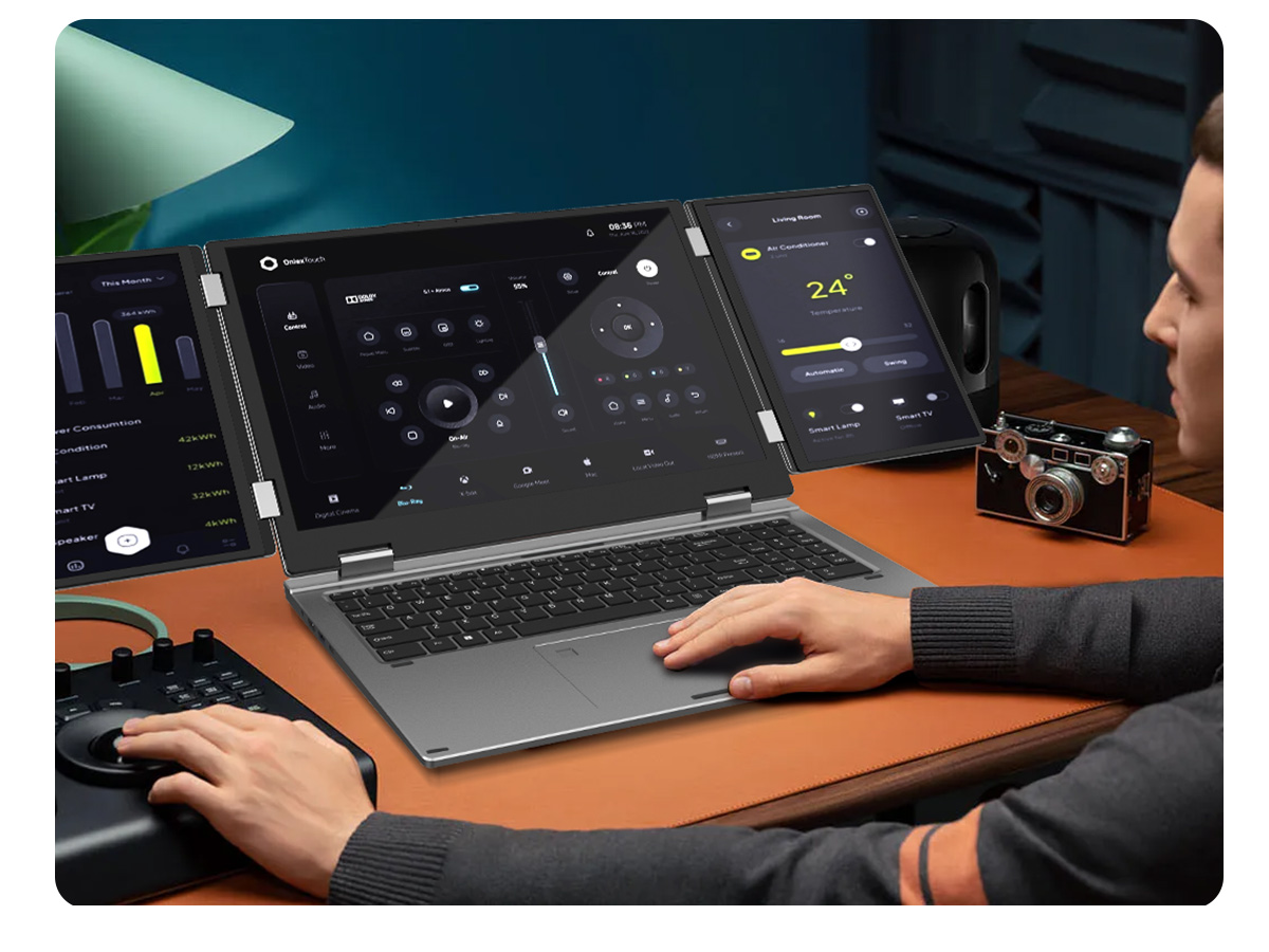 Triple screen laptop