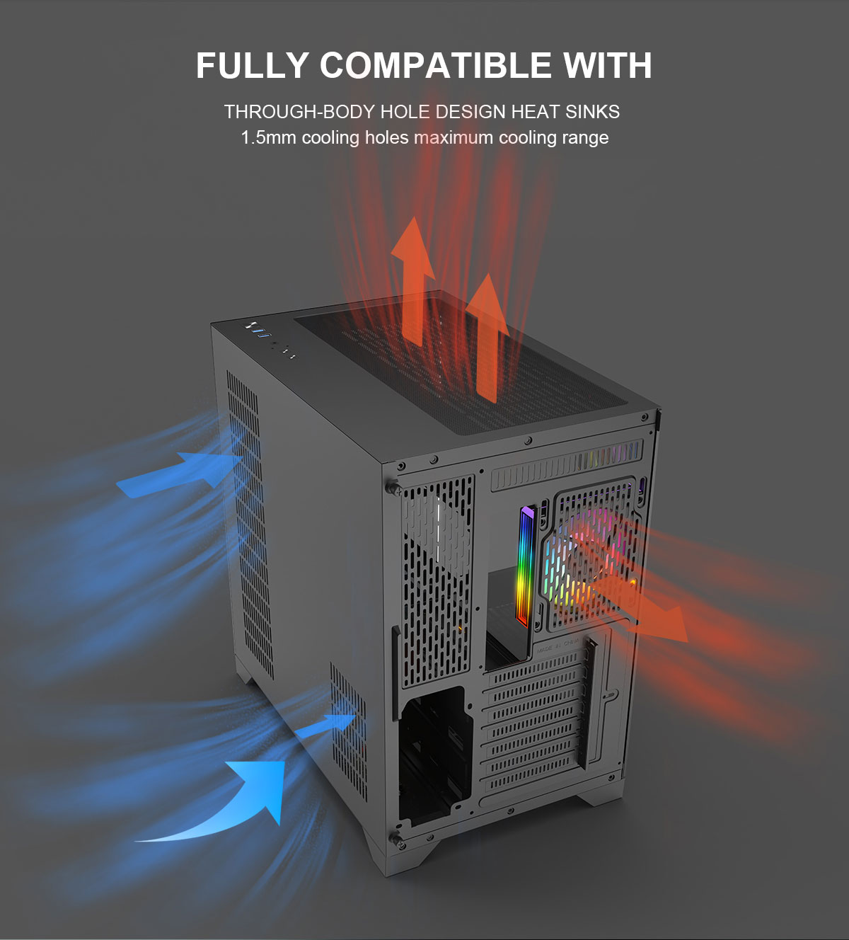 DIYPC ARGB-DC200-BK Black Dual Chamber Gaming Computer Case
