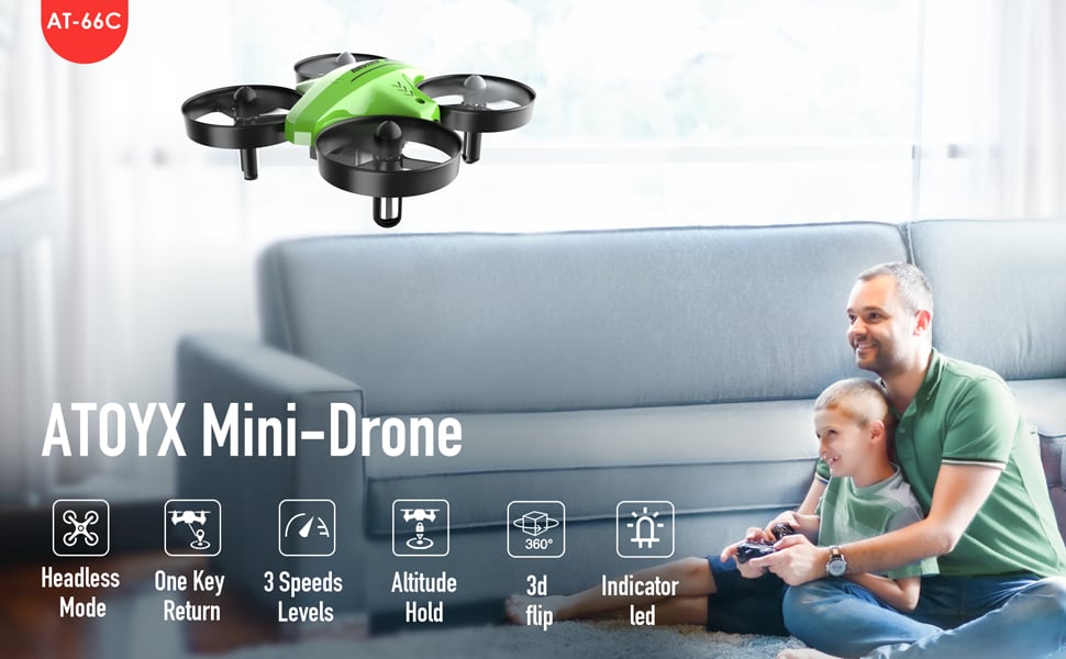 ATOYX Mini Drone for Kids with LED Lights, Indoor Outdoor Portable