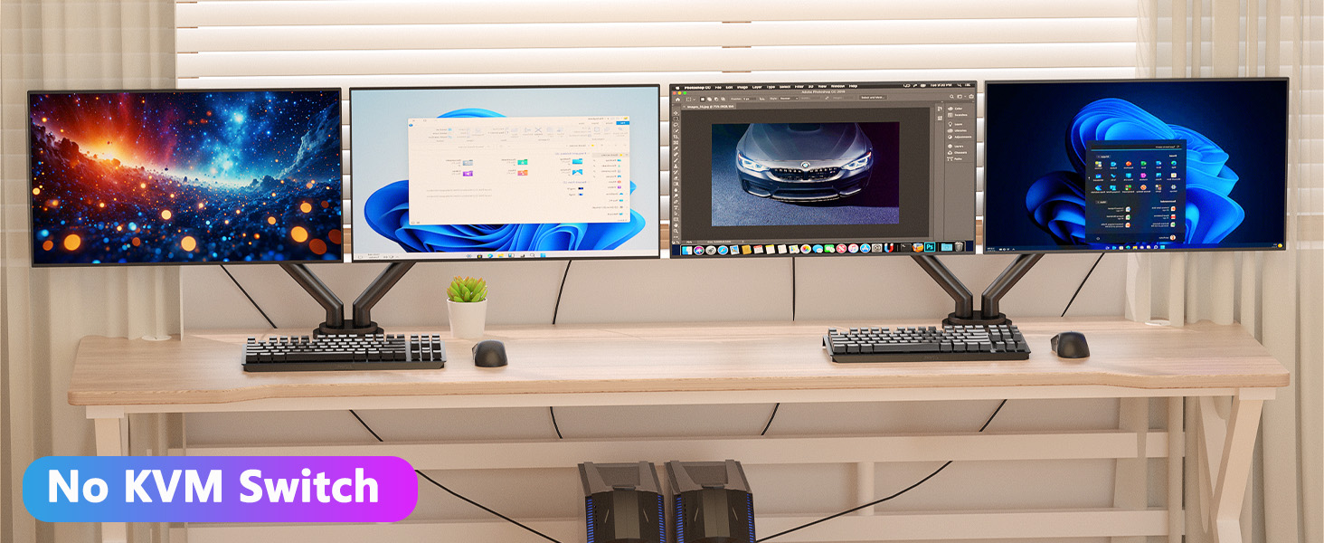 KVM Switch 2 Monitors 2 Computers, 8K@60Hz HDMI + Displayport KVM Switch