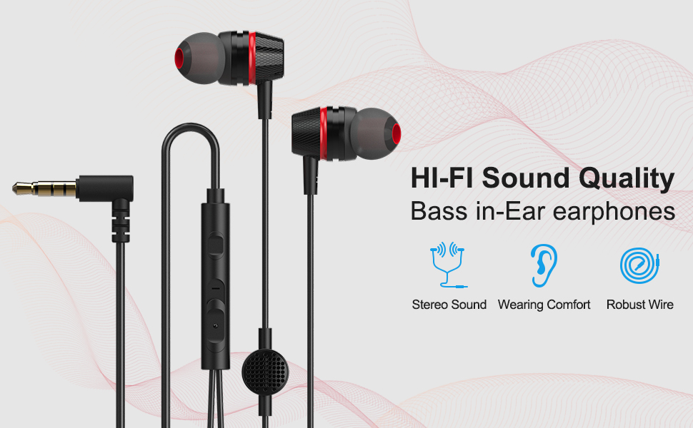 1Mii E100Pro Wired Earbuds with Microphone & Volume Control