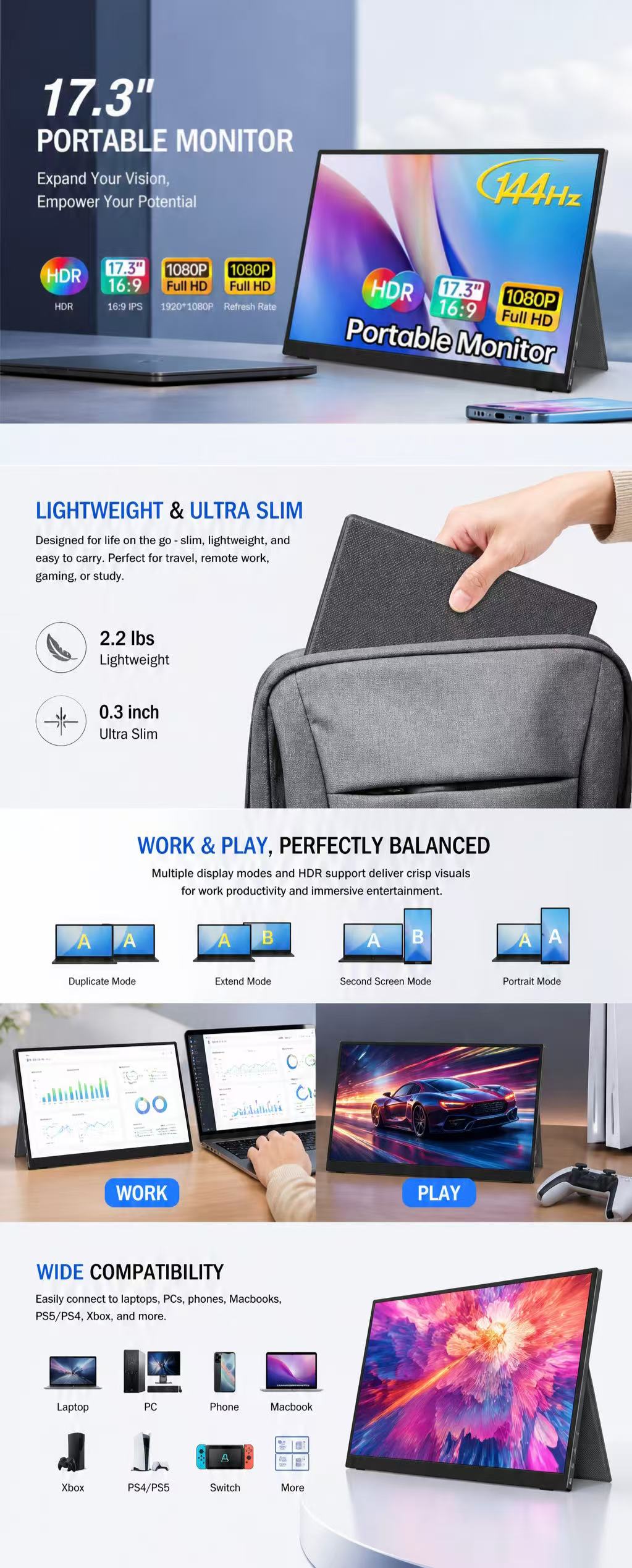 17.3inch 144hz 1080p