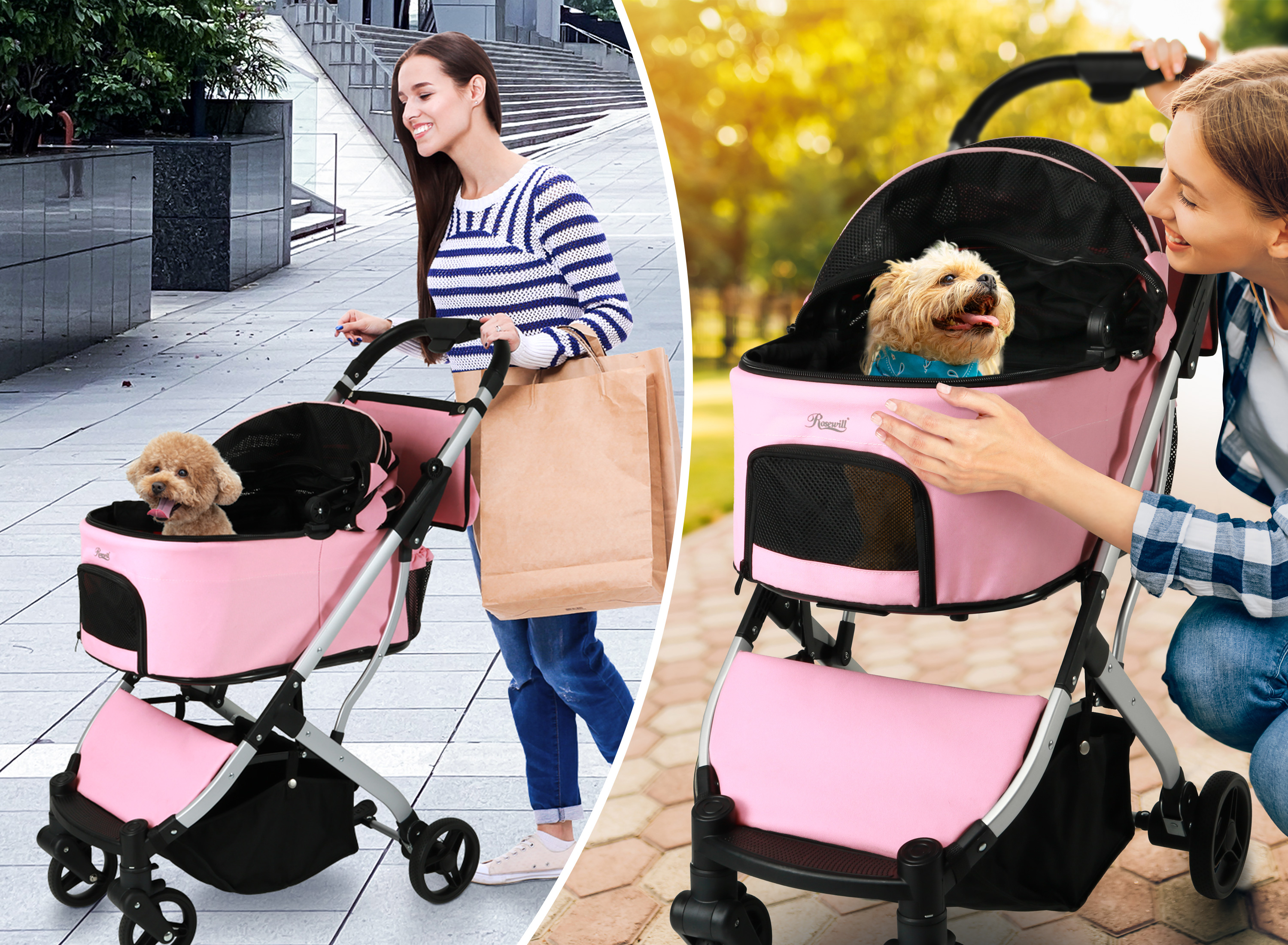 pet stroller, carrier, mesh, waterproof, storage, foldable, collapsible, lightweight, travel, jog