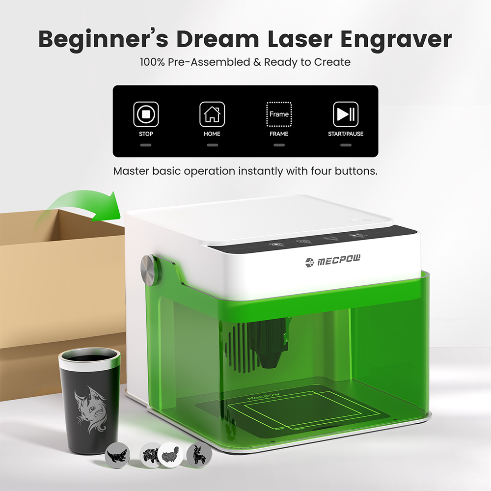 Mecpow M1 Mini Laser Engraver, 5W Laser Cutter Portable Desktop Laser Engraving